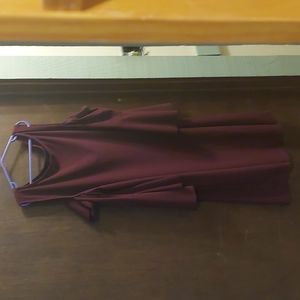 Burgundy Cold Shoulder Dress